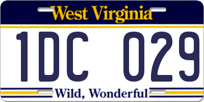WV license plate 1DC029