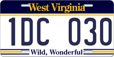 WV license plate 1DC030