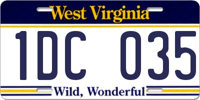 WV license plate 1DC035