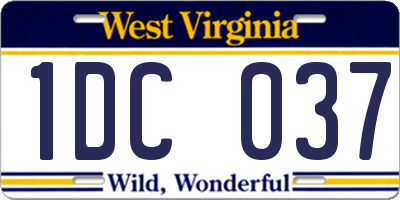 WV license plate 1DC037