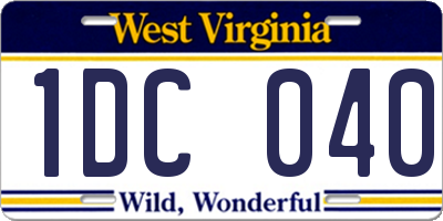 WV license plate 1DC040