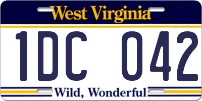 WV license plate 1DC042