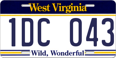 WV license plate 1DC043