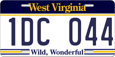 WV license plate 1DC044