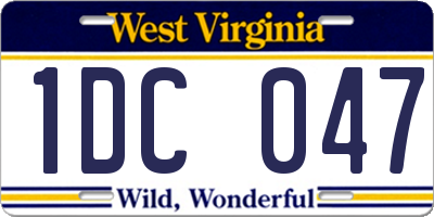 WV license plate 1DC047