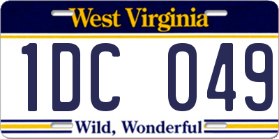 WV license plate 1DC049