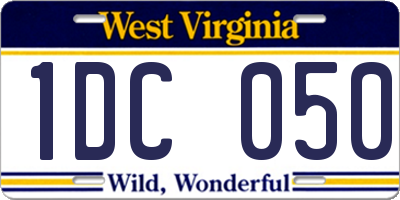 WV license plate 1DC050