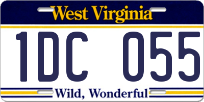 WV license plate 1DC055