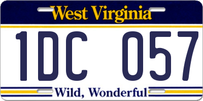 WV license plate 1DC057