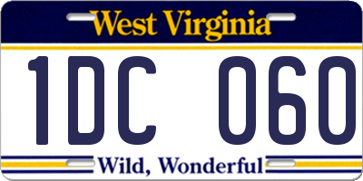 WV license plate 1DC060