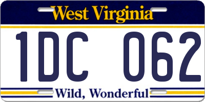 WV license plate 1DC062