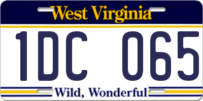 WV license plate 1DC065