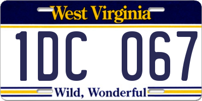 WV license plate 1DC067