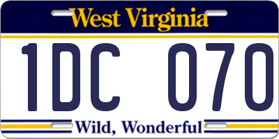 WV license plate 1DC070