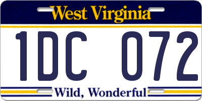 WV license plate 1DC072