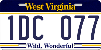WV license plate 1DC077
