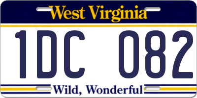 WV license plate 1DC082
