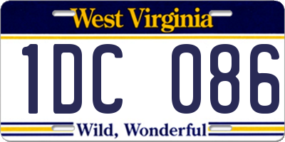 WV license plate 1DC086