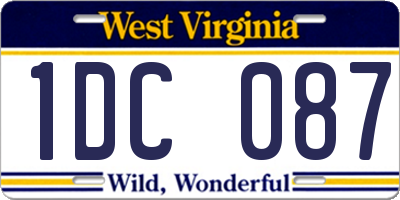 WV license plate 1DC087