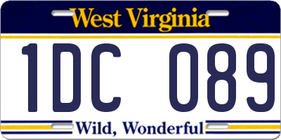 WV license plate 1DC089