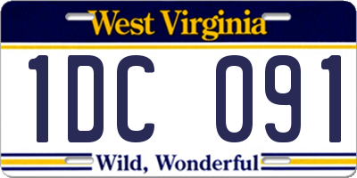 WV license plate 1DC091