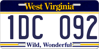 WV license plate 1DC092