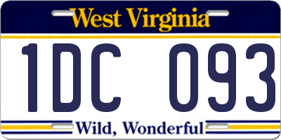 WV license plate 1DC093