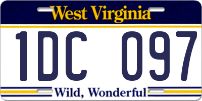 WV license plate 1DC097