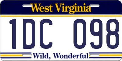 WV license plate 1DC098