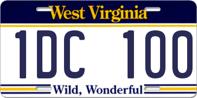 WV license plate 1DC100