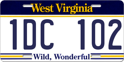 WV license plate 1DC102