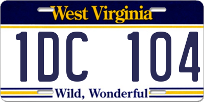 WV license plate 1DC104