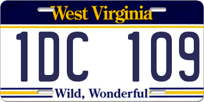 WV license plate 1DC109