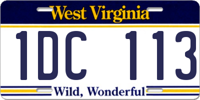 WV license plate 1DC113