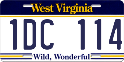 WV license plate 1DC114