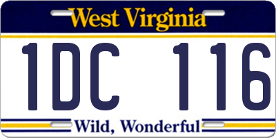 WV license plate 1DC116