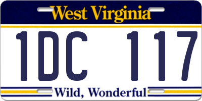 WV license plate 1DC117