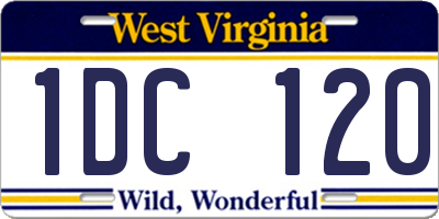 WV license plate 1DC120
