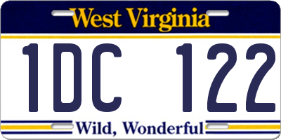 WV license plate 1DC122