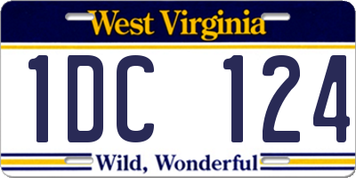 WV license plate 1DC124