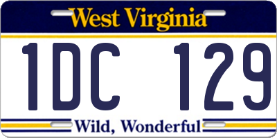 WV license plate 1DC129