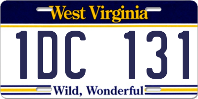 WV license plate 1DC131