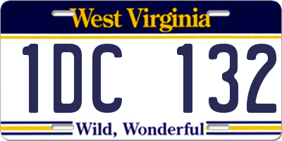 WV license plate 1DC132