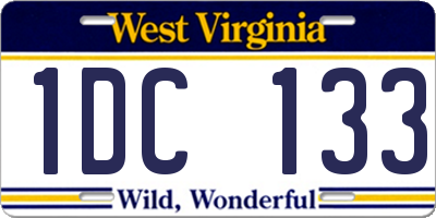 WV license plate 1DC133
