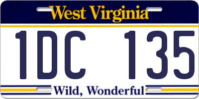 WV license plate 1DC135