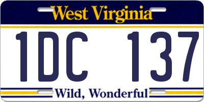 WV license plate 1DC137