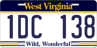WV license plate 1DC138