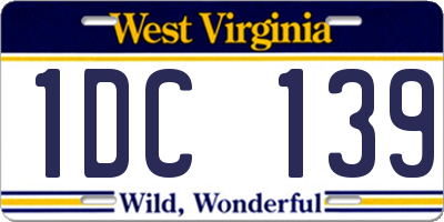 WV license plate 1DC139