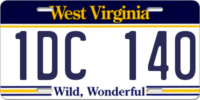 WV license plate 1DC140