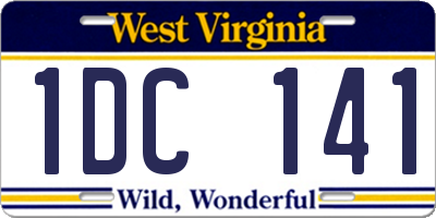 WV license plate 1DC141